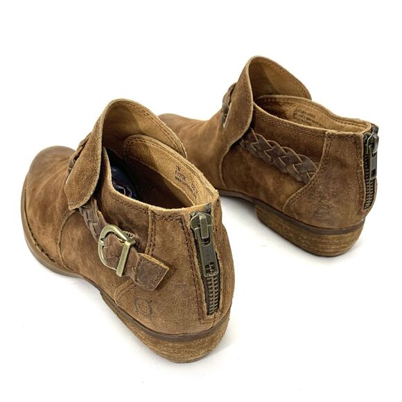 Born Sylvia Distressed Suede Ankle Booties Womens Size 7 M Tobacco Combo Brown - Picture 9 of 13